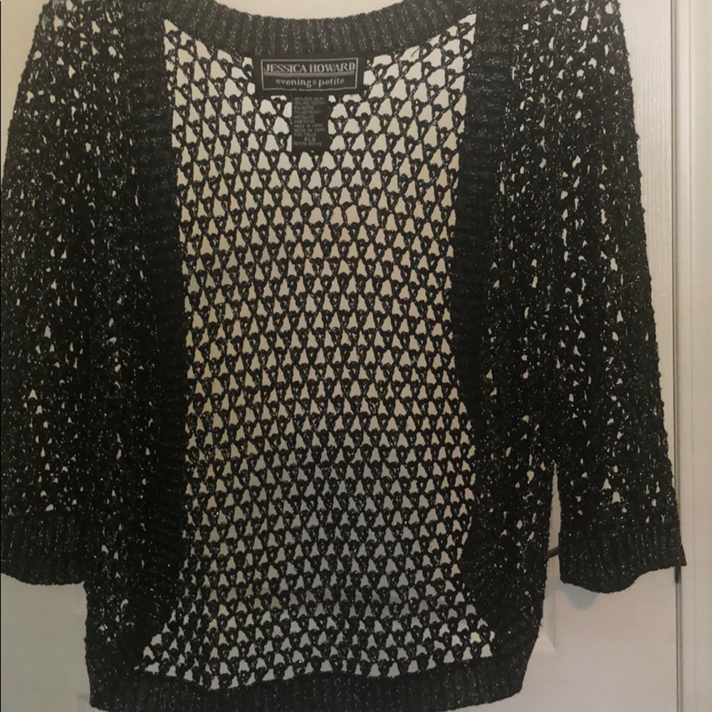 Cardigan Sweater Black with Gold Sparkling Thread